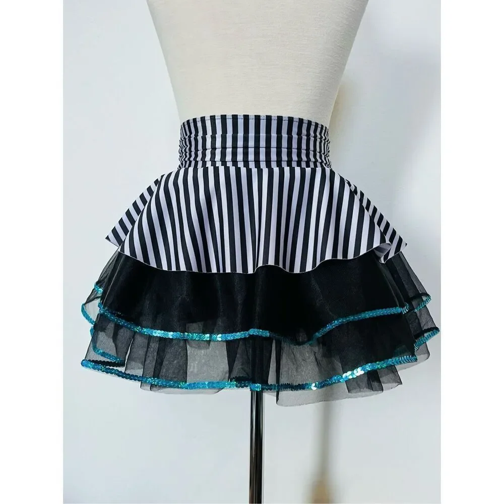 Revolution Girls 10/12 (MC) All You’ve Got Striped Sequined Dance Costume Skort